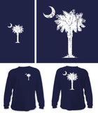 Classic Palm & Moon, Long Sleeve Shirt (navy)